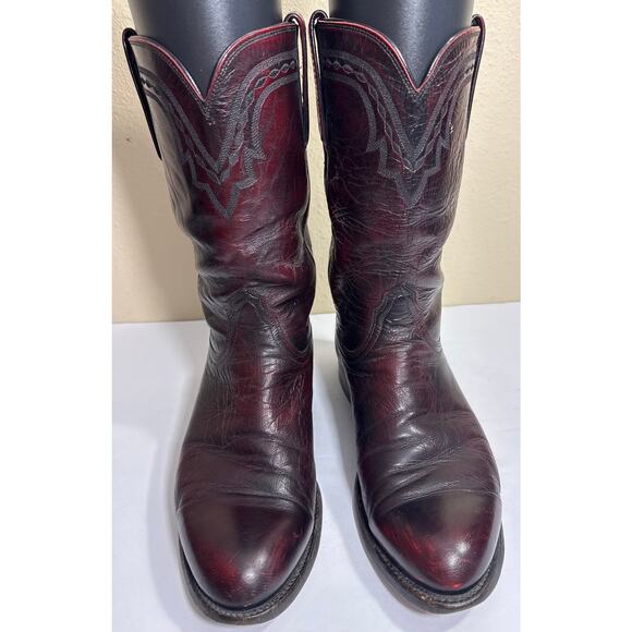 Lucchese 2000 Black Cherry T001202 Mid Calf Leather Western Boots Size 8.5 D main image 3
